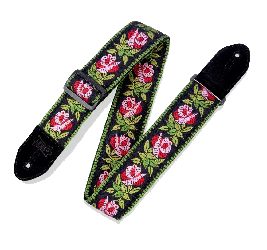 Levy’s MC8JQ Woven Fabric Guitar Strap – Pink Flower — view 1