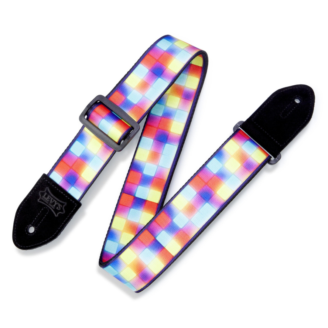 Levy’s MP2-010 2″ Polyester Guitar Strap – Rainbow Square Pattern — view 1
