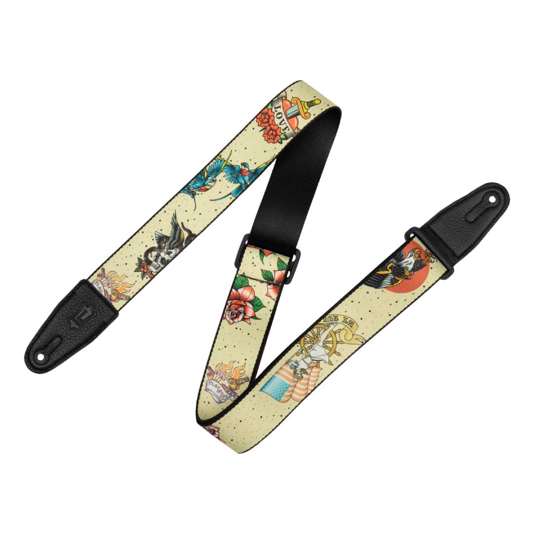 Levy’s MP2TAT 2-inch Poly Tattoo Guitar Strap – Old School
