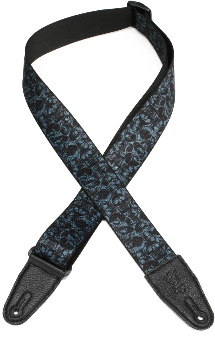 Levy’s MPD2 Polyester Guitar Strap – Black & Grey Skulls — view 2