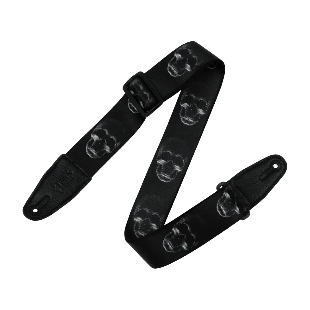 Levy’s MPD2 Polyester Guitar Strap – Black & White Skulls — view 1