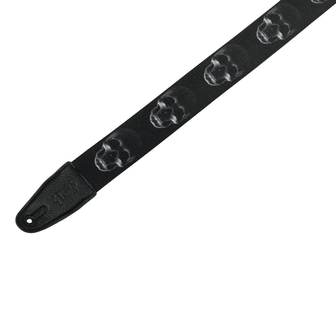 Levy’s MPD2 Polyester Guitar Strap – Black & White Skulls — view 2