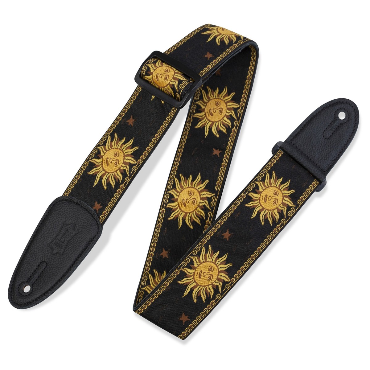 Levy’s MPJG Sun Polyester Guitar Strap – Black/Yellow