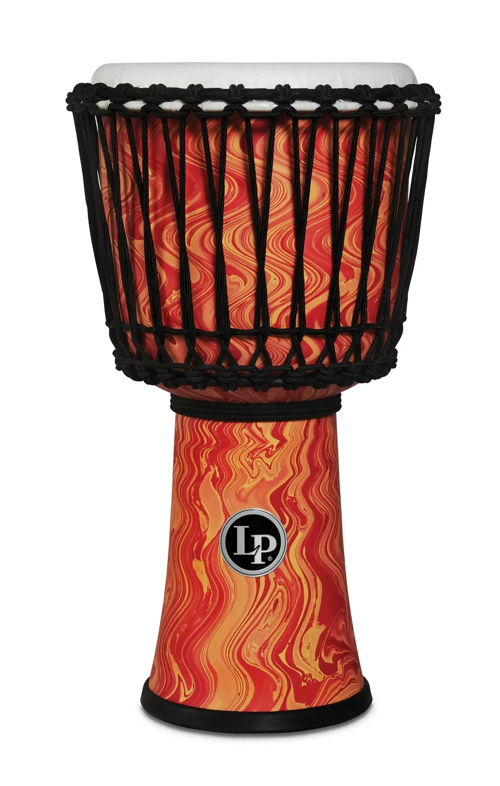LP World 10 inch Rope Circle Djembe - Orange Marble — view 2