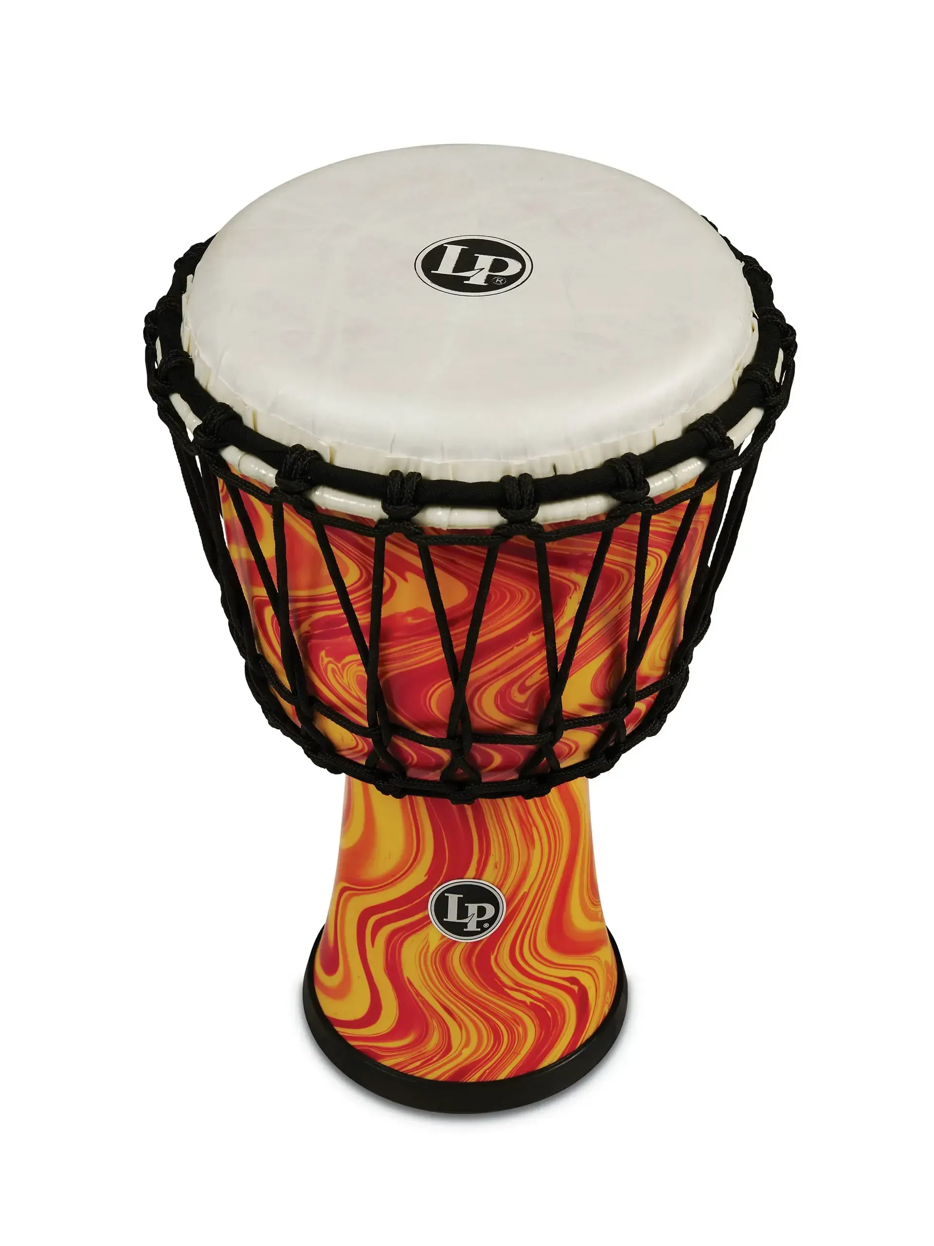 LP World 10 inch Rope Circle Djembe - Orange Marble — view 3