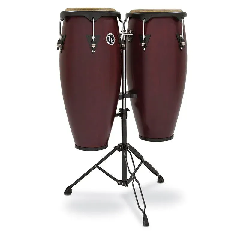 LP City 11 inch x 12 inch Conga Set with Stand - Dark Wood
