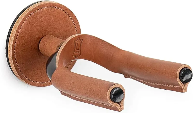 Levy Guitar Hanger Black Metal Tan Leather