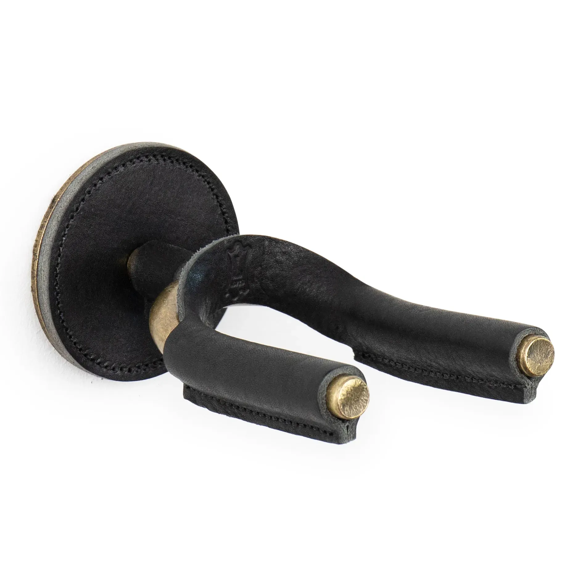 Levy's FGHNGR Brass Forged Guitar Hanger - Black Leather
