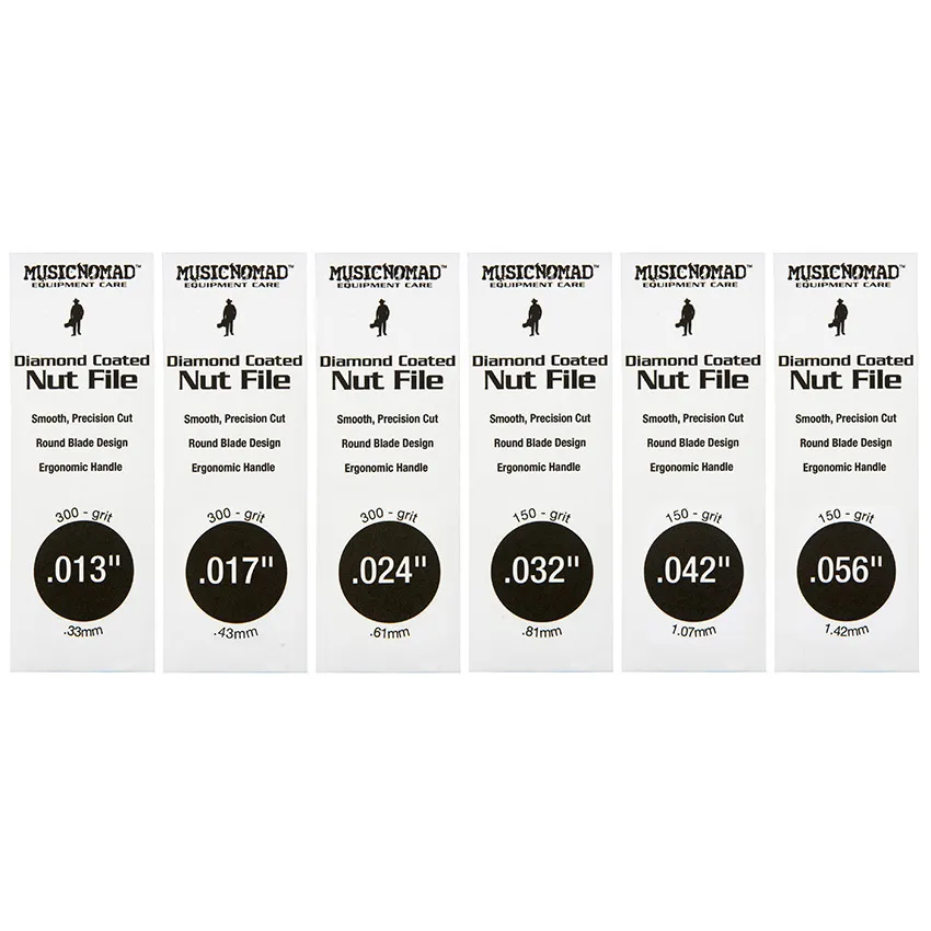 MusicNomad 6-piece Acoustic Guitar Diamond Coated Nut File Set – Light/Medium Strings — view 3
