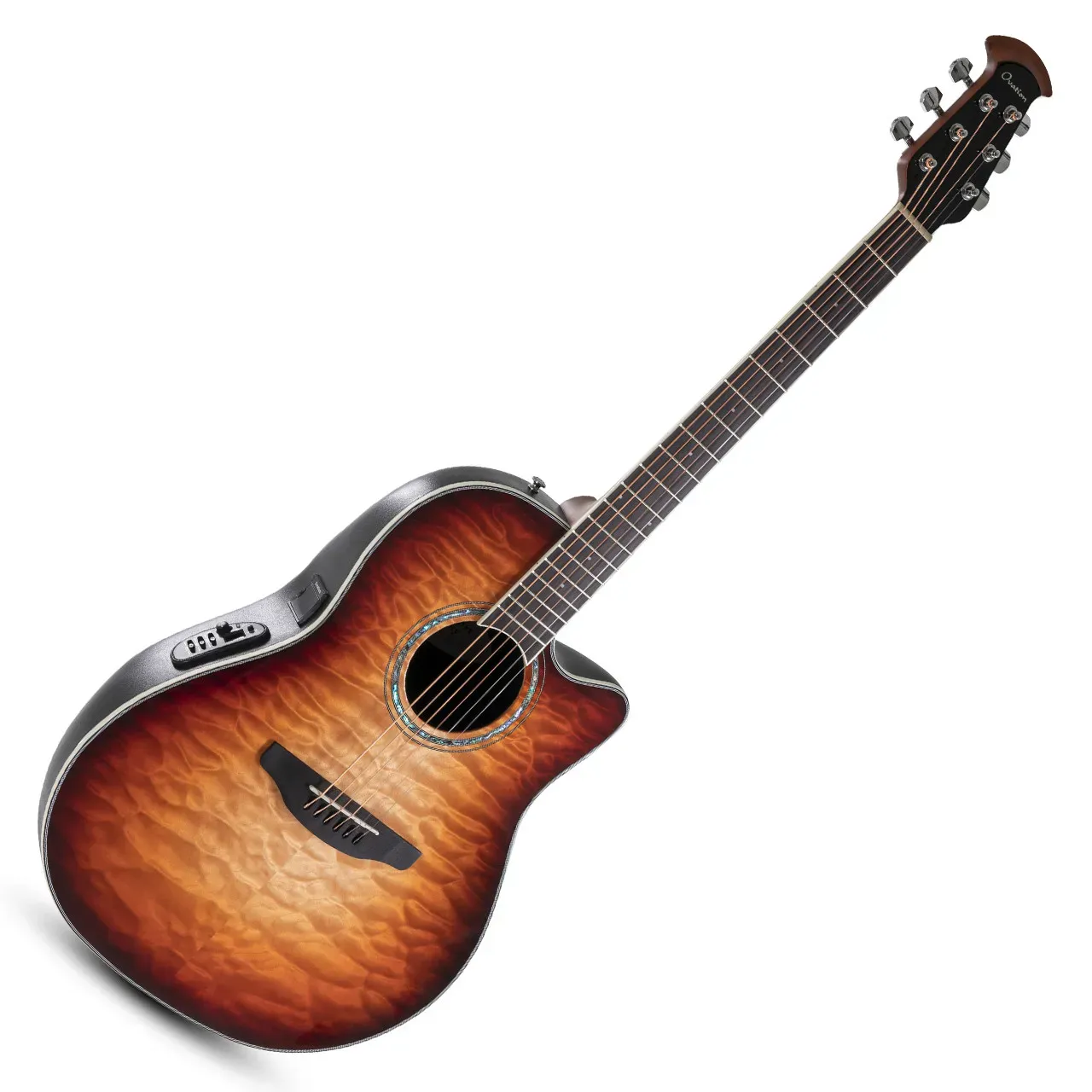 Ovation Celebrity Traditional Plus CS24X-7 Mid Cutaway Electro-Acoustic Guitar - Cognac Burst — view 2