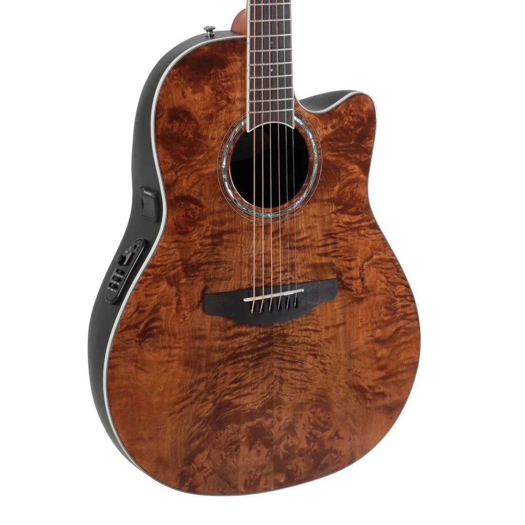 Ovation CS24P Celebrity Series Traditional Plus Mid-Depth Acoustic-Electric Guitar – Nutmeg Burled Maple — view 1