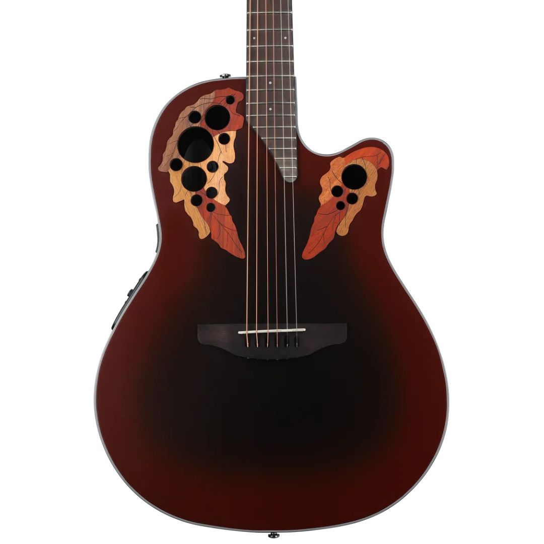 Ovation Celebrity Elite Mid-depth Acoustic-electric Guitar – Reverse Red Burst — view 1