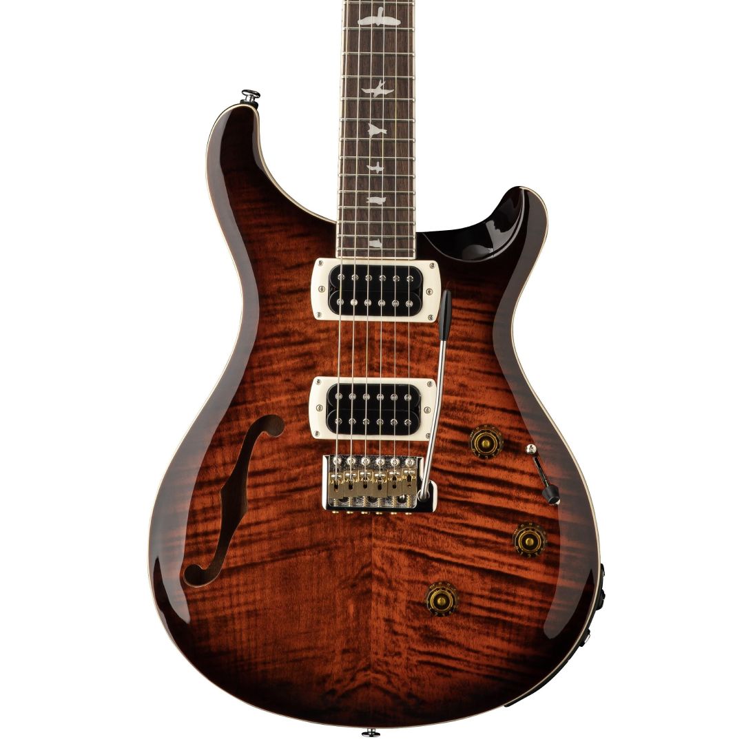 PRS SE Custom 24 Semi-Hollow Piezo Electric Guitar – Orange Tiger Smokeburst