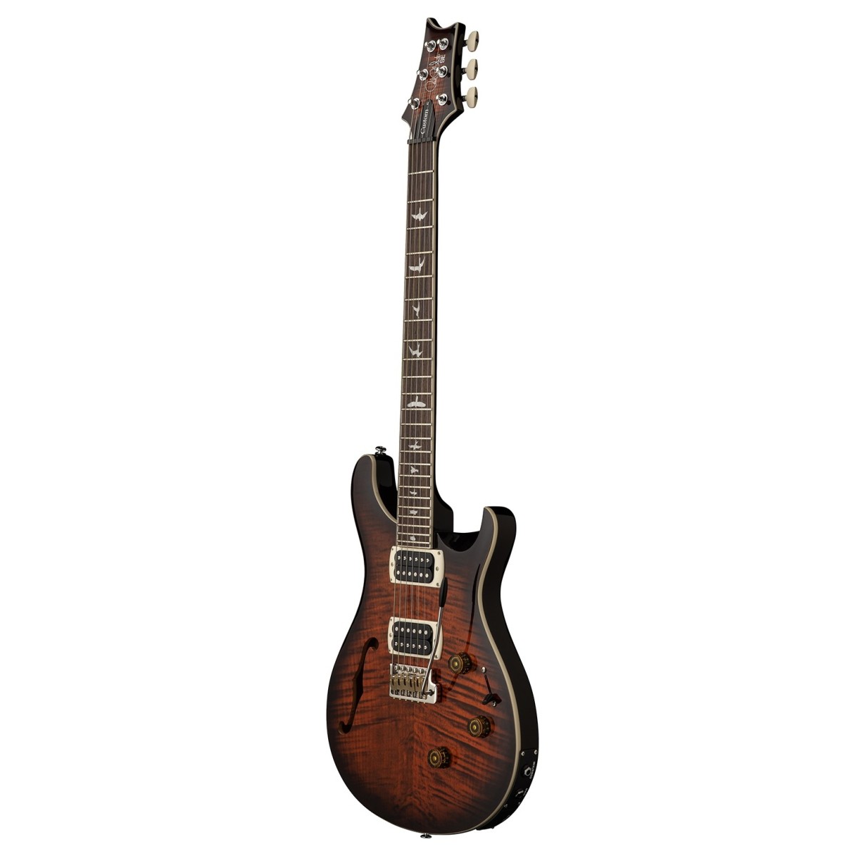 PRS SE Custom 24 Semi-Hollow Piezo Electric Guitar – Orange Tiger Smokeburst — view 3