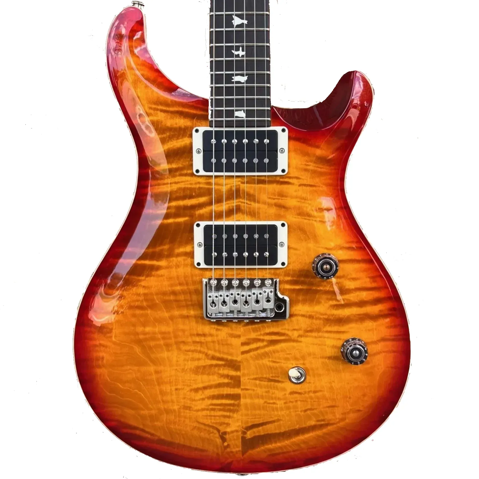PRS CE 24 Flame Top with Birds Electric Guitar – Vintage Sunburst — view 1