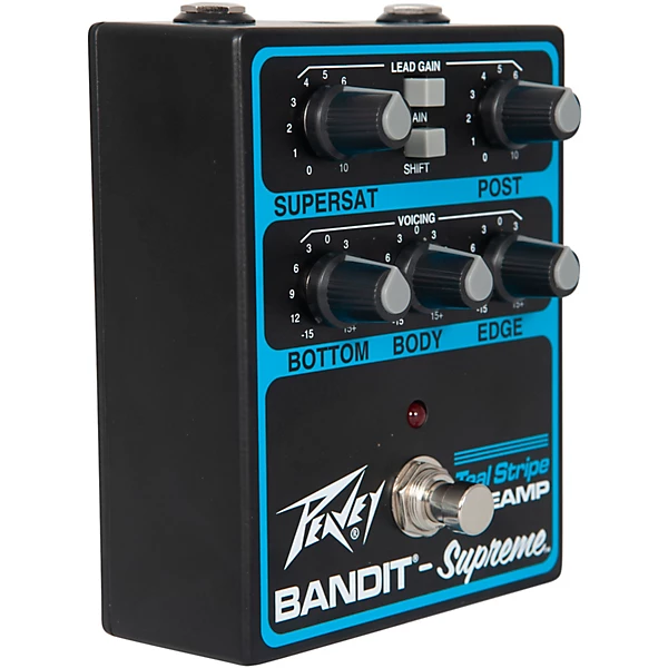 Peavey Bandit Supreme Teal Stripe Preamp Pedal Black and Teal — view 2
