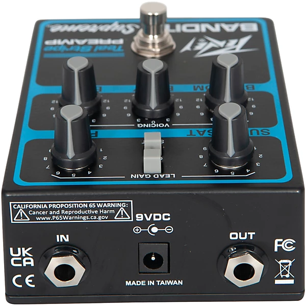 Peavey Bandit Supreme Teal Stripe Preamp Pedal Black and Teal — view 3