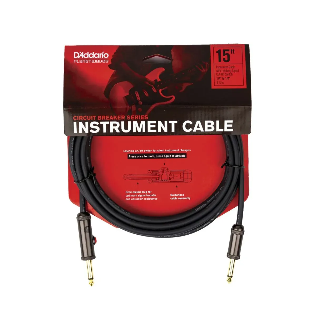 Planetwaves PWAGL15 Custom Series 15ft Circuit Breaker Latching Instrument Cable — view 1