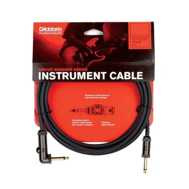 Planetwaves PWAGRA20 Custom Series 20ft Circuit Breaker Right Angled Instrument Cable — view 1