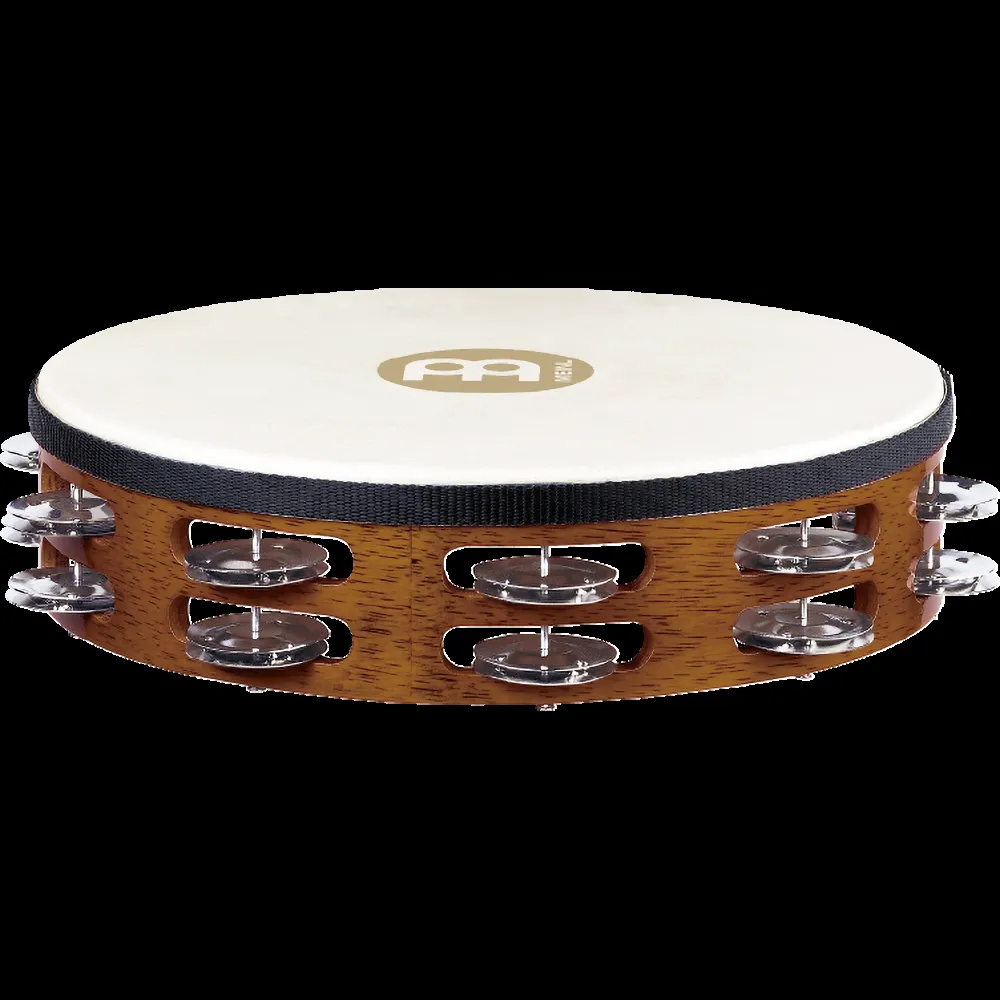Meinl Percussion Traditional 10-Inch Wood Tambourine with Goat Skin Head and Steel Jingles, 2 Row — view 2