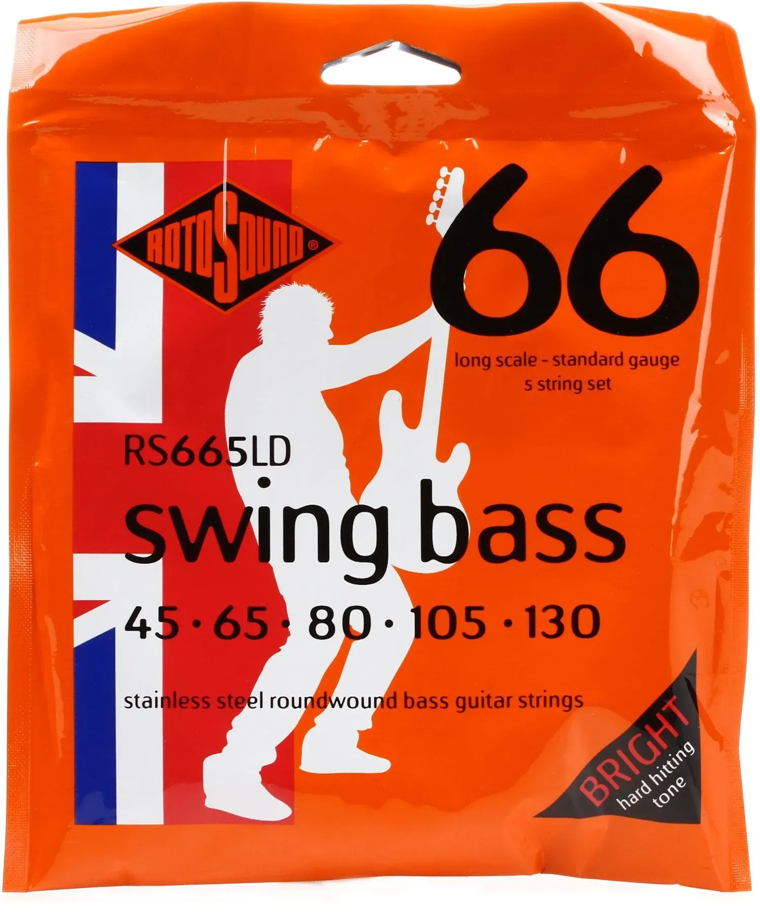 Rotosound Swing Bass 66 Stainless Steel Roundwound Long Scale 5-String Bass Strings — view 1