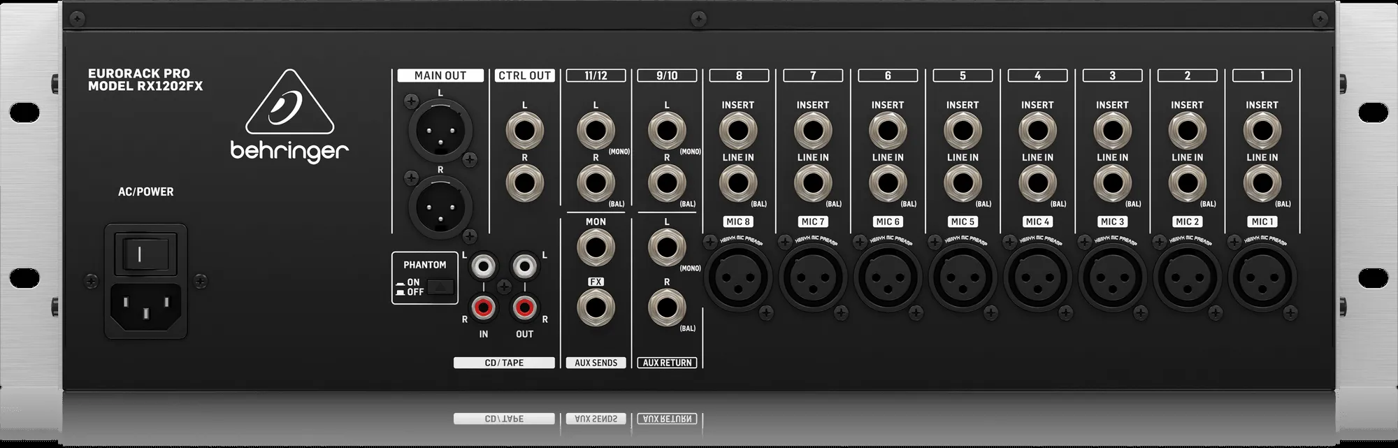 Behringer RX1202FX V2 Premium 12-Input Mic/Line Rack Mixer with Multi-FX Processor — view 3