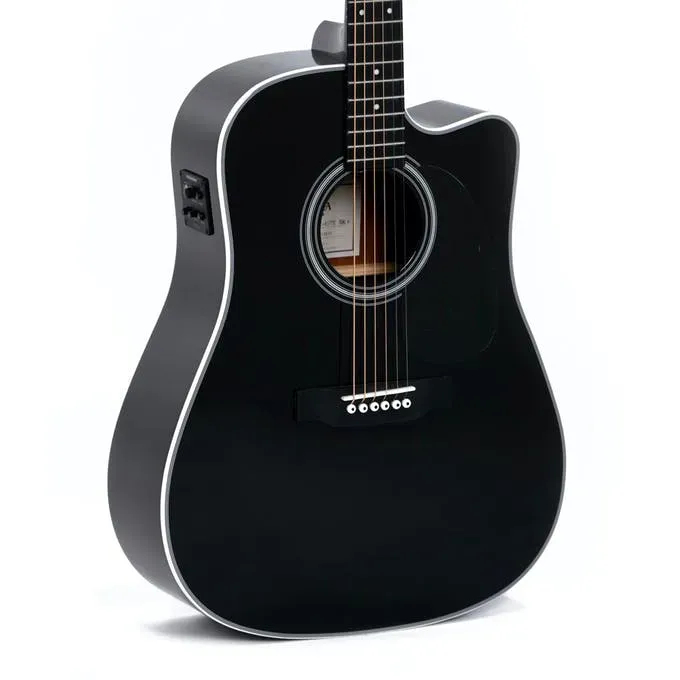 Sigma Guitars DMC-1STE 6-string Dreadnought Semi Acoustic Guitar (Black)