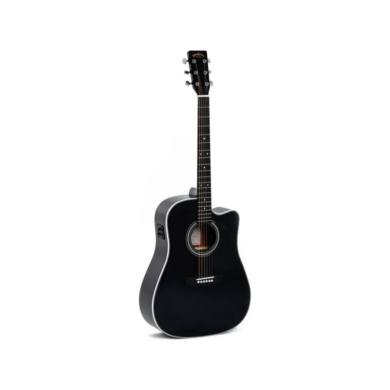 Sigma Guitars DMC-1STE 6-string Dreadnought Semi Acoustic Guitar (Black) — view 2