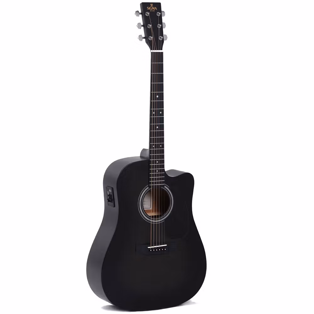 Sigma DMCE-BKB Acoustic-Electro Dreadnought – Satin Blackburst — view 5