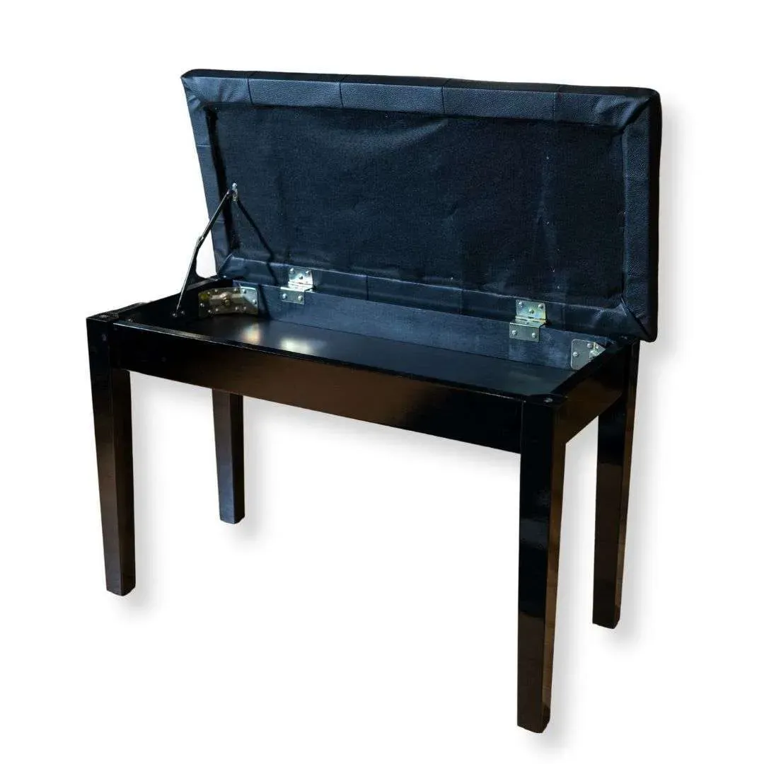 Sandner SPB12BK Piano Bench - Polished Black, Straight Legs — view 2