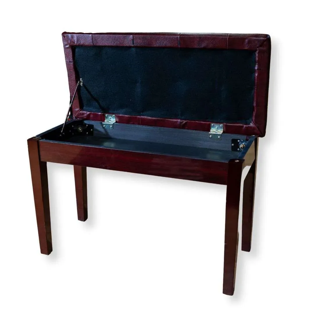 Sandner SPB12M Piano Bench - Polished Mahogany, Straight Legs — view 2