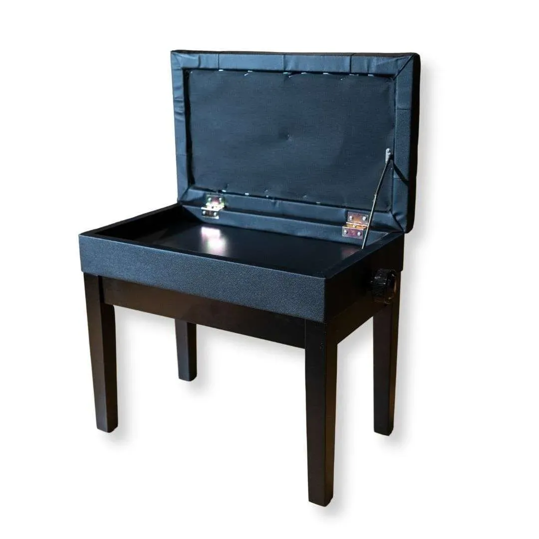 Sandner SPB32B Pro Piano Bench - Polished Black, Straight Legs, Adjustable Height — view 2