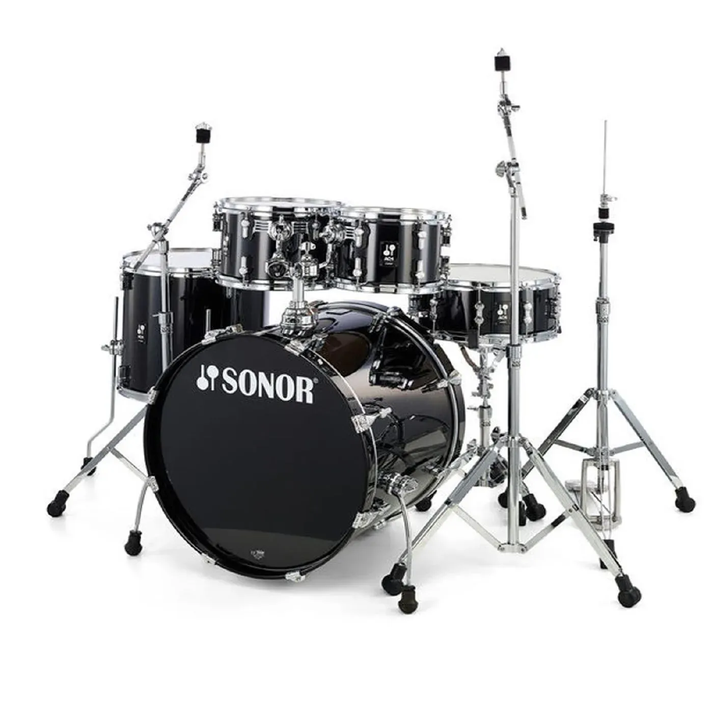 Sonor AQ1 Stage 5-piece Shell Pack with Hardware - Piano Black — view 1