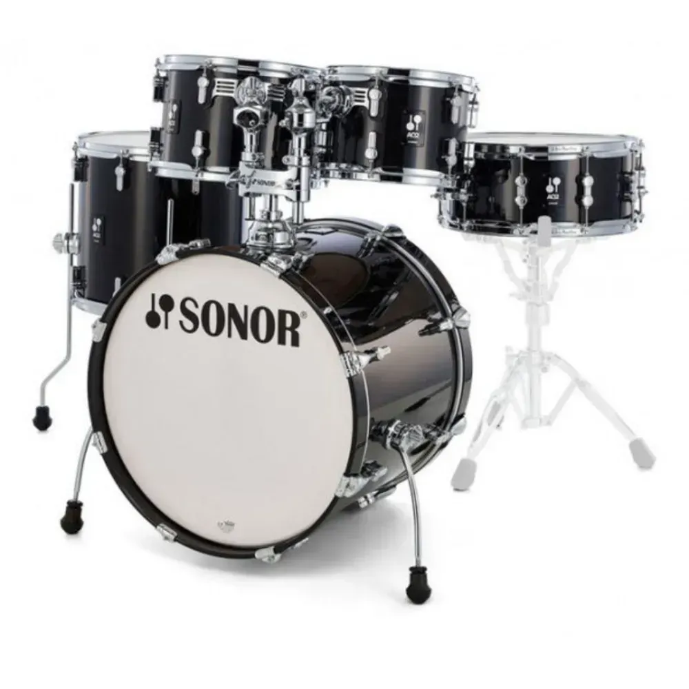 Sonor AQ2 Stage 5-piece Shell Pack with Snare – Transparent Stain Black — view 1