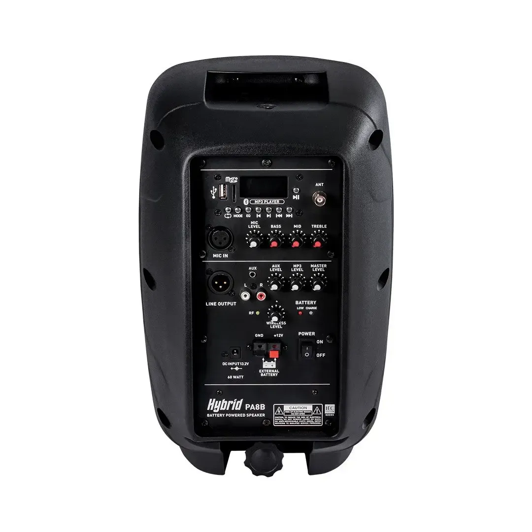 Hybrid PA8B Portable 40W 8 inch Portable, Battery-Operated, Full-Range, All-In-One PA Speaker — view 3