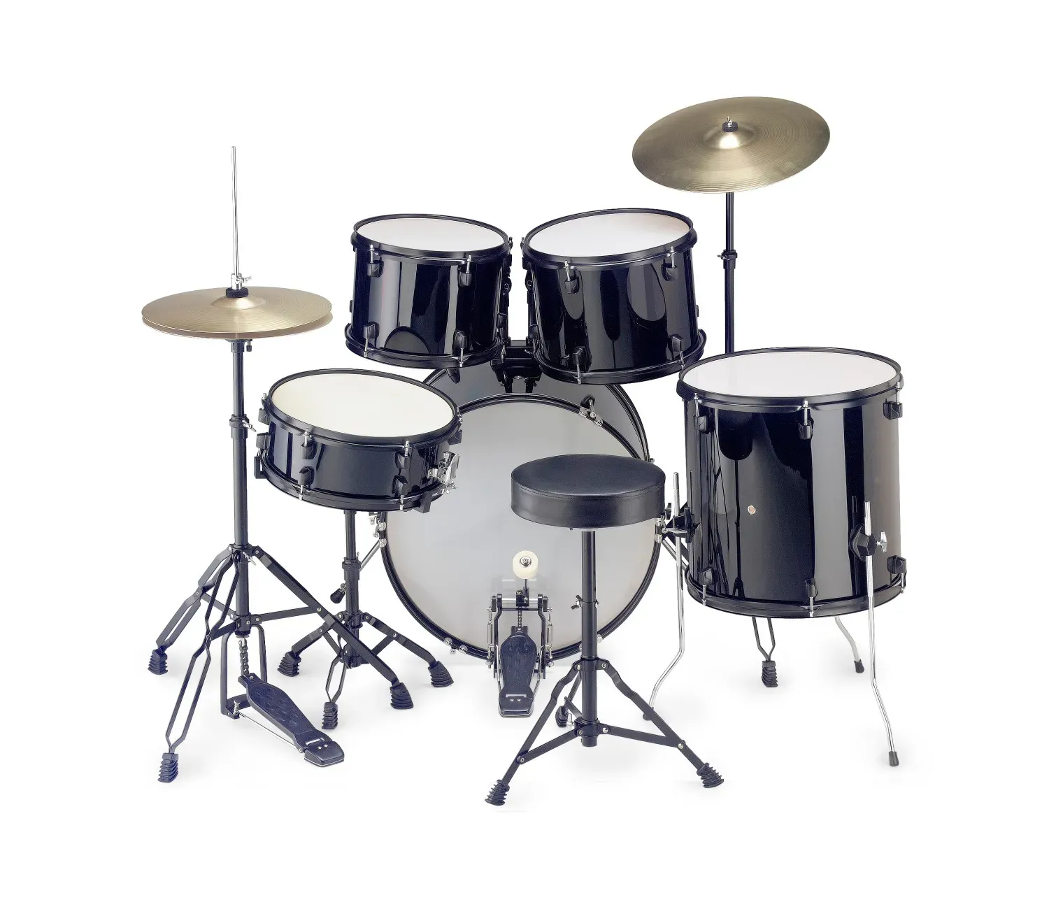 Stagg 5-piece Standard Drum Set w/Cymbals (Black) — view 2