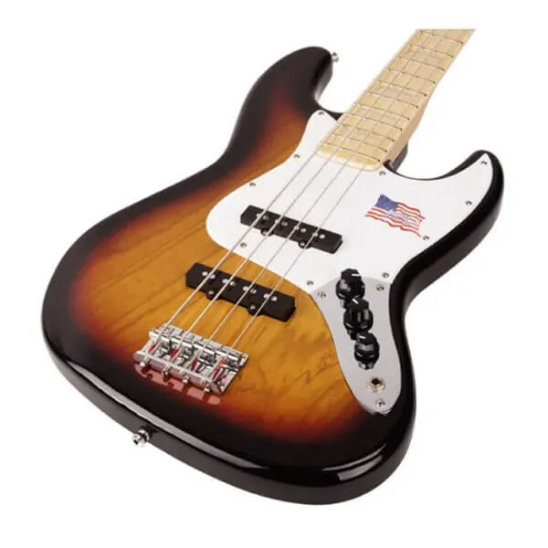 SX SJB75 Swamp Ash 4 String Bass Guitar – 3 Tone Sunburst — view 3