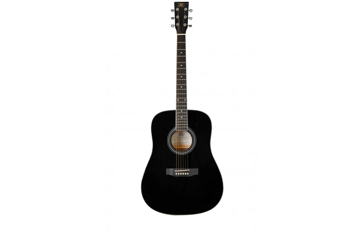 SX SD104 Dreadnought Acoustic Guitar - Black — view 2