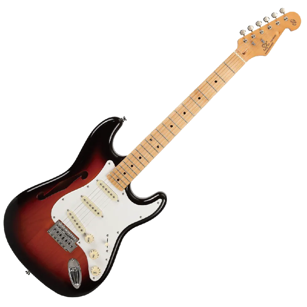 SX Strat Electric Guitar Semi-Hollow – Alder Body – 3-Tone Sunburst — view 2