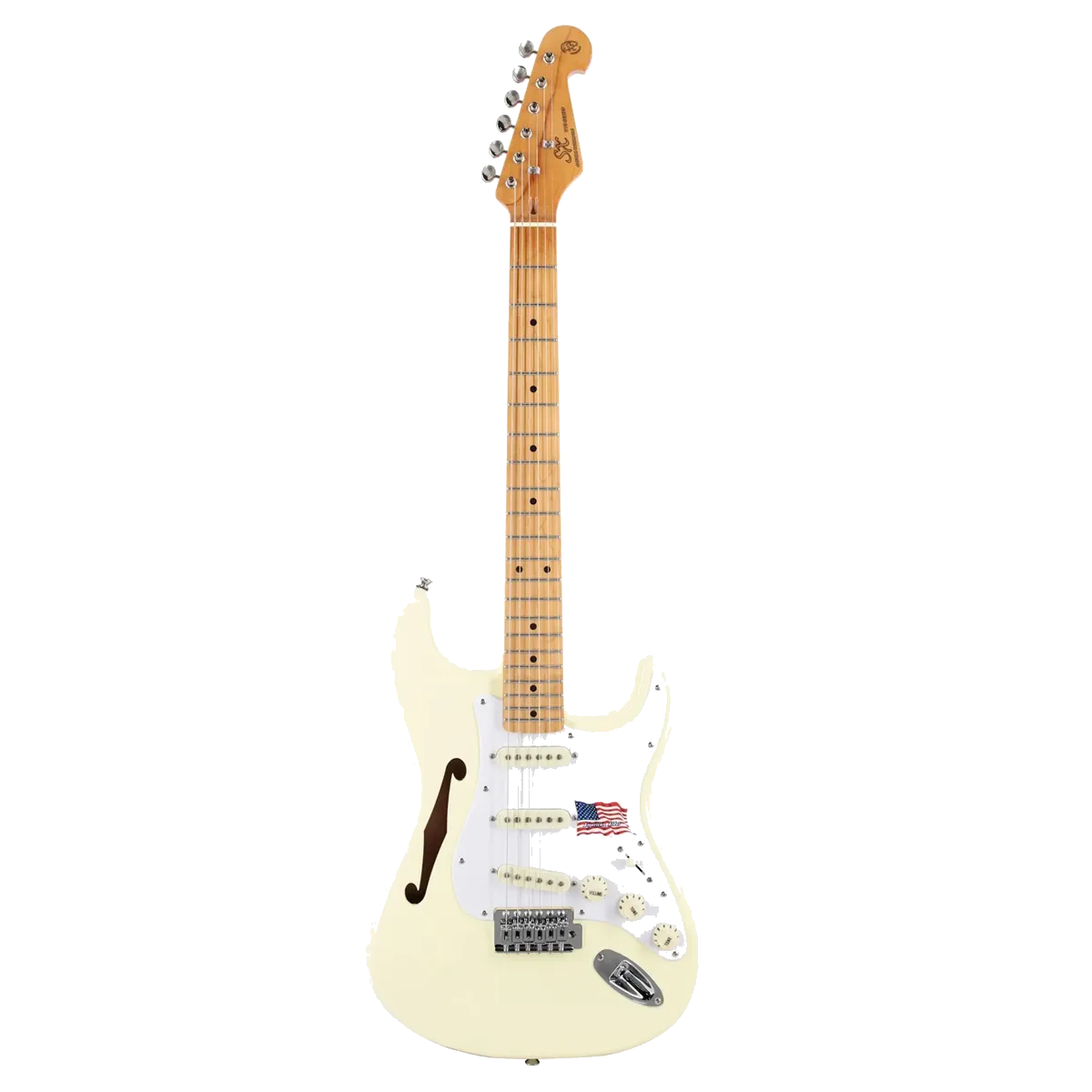 SX Strat Electric Guitar Alder Semi-Hollow Body – Vintage White — view 2