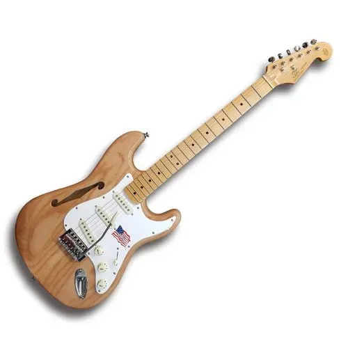 SX SST Ash Strat Electric Semi Hollowbody Guitar – Natural — view 2