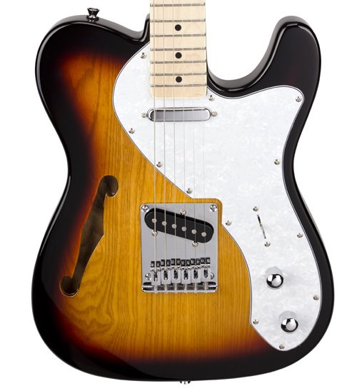 SX Tele Electric Guitar Semi-Hollow Body – 3 Tone Sunburst