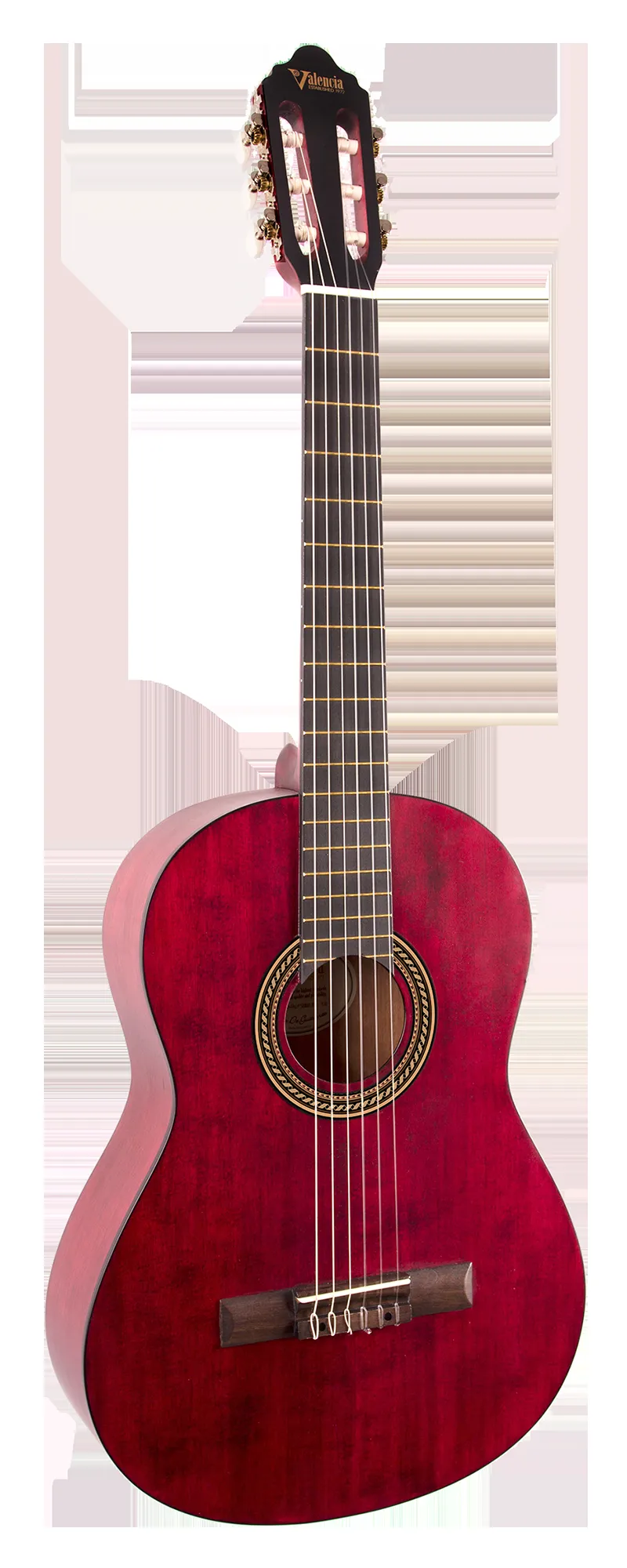 Valencia Classical 4/4 Guitar - Transparent Red — view 2