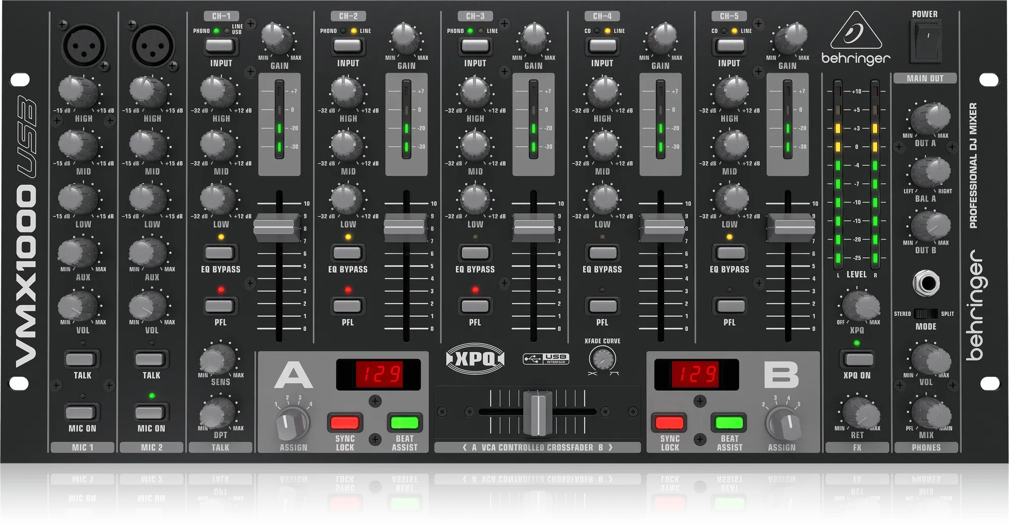 Behringer Pro Mixer VMX1000USB 5-channel DJ Mixer — view 3