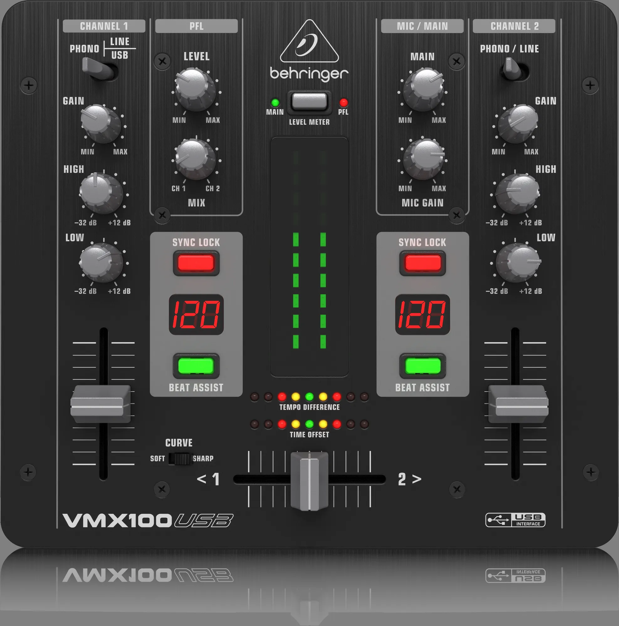 Behringer Pro Mixer VMX100USB 2-channel DJ Mixer — view 2