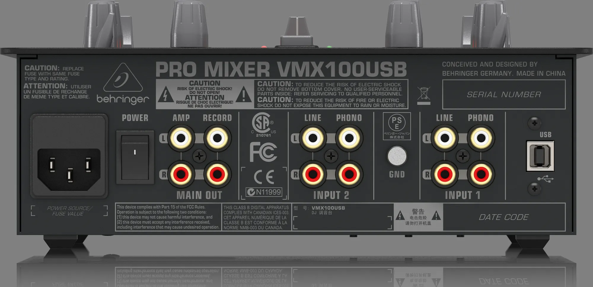 Behringer Pro Mixer VMX100USB 2-channel DJ Mixer — view 3