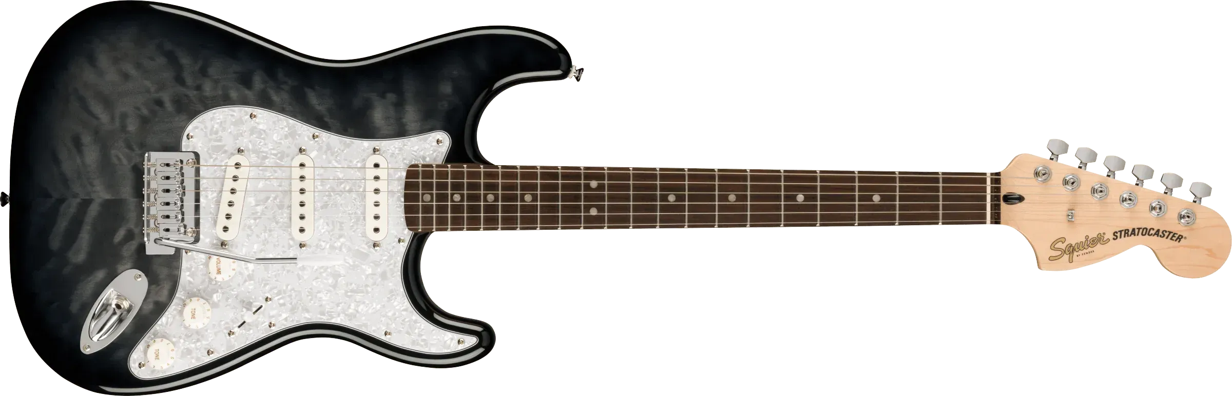 Fender Squier FSR Affinity Series Stratocaster QMT Electric Guitar - Black Burst — view 2