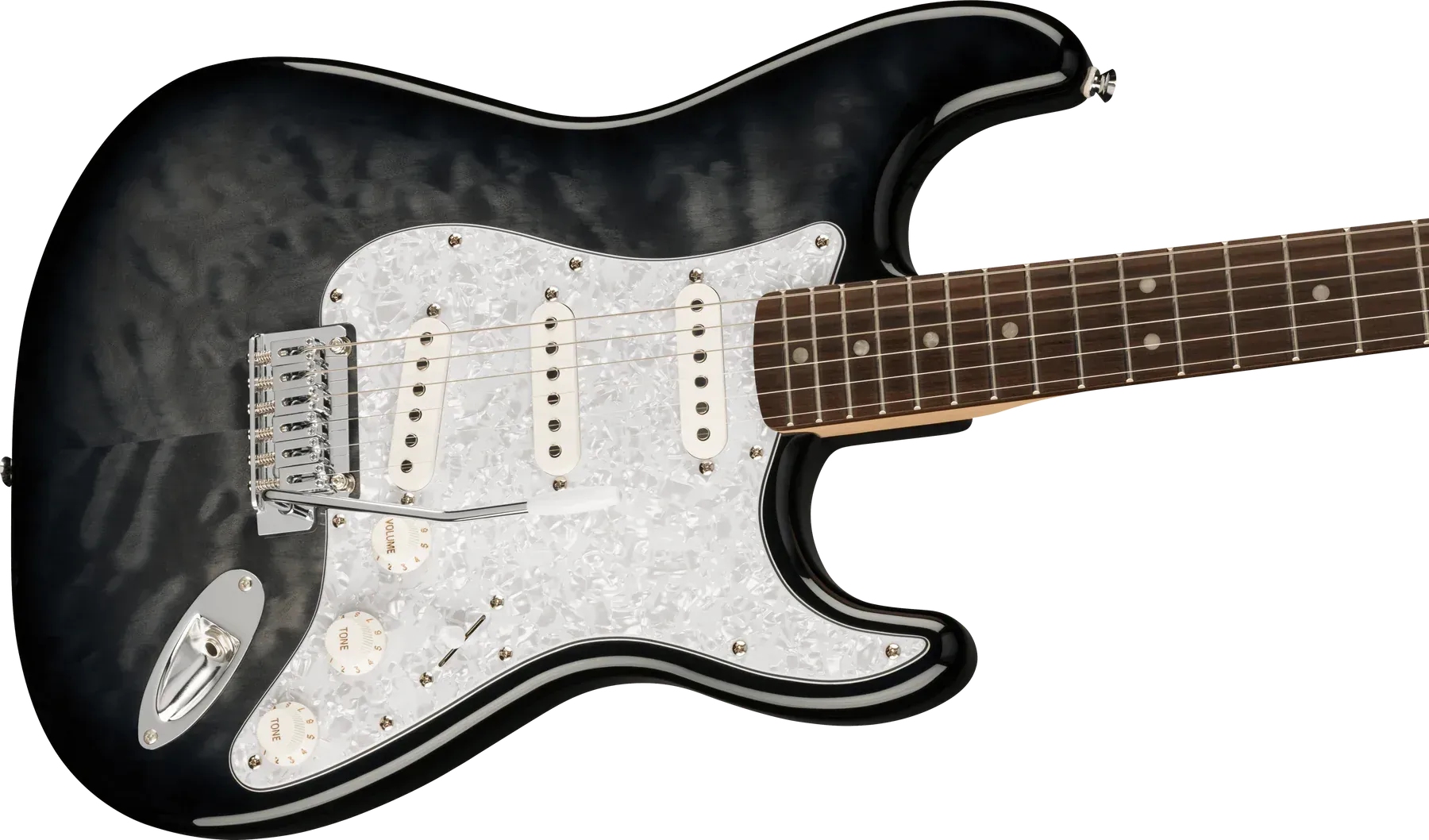 Fender Squier FSR Affinity Series Stratocaster QMT Electric Guitar - Black Burst — view 3