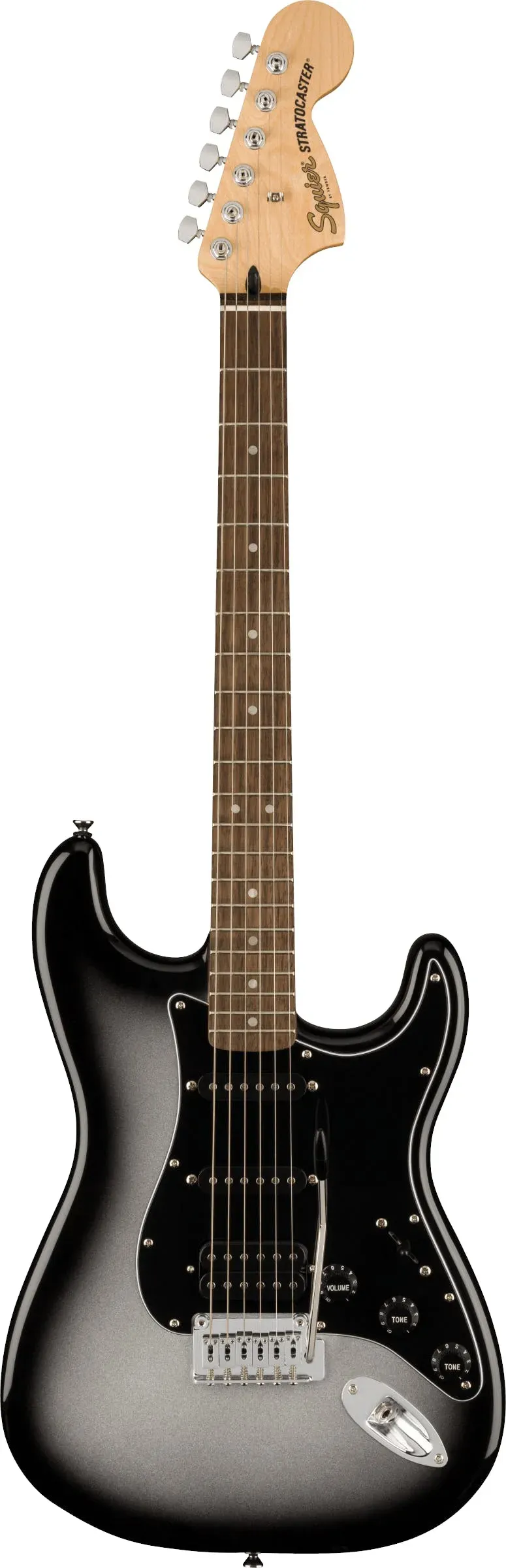 Fender Squier FSR Affinity Series Stratocaster HSS, Laurel Fingerboard, Black Pickguard, Silverburst — view 2