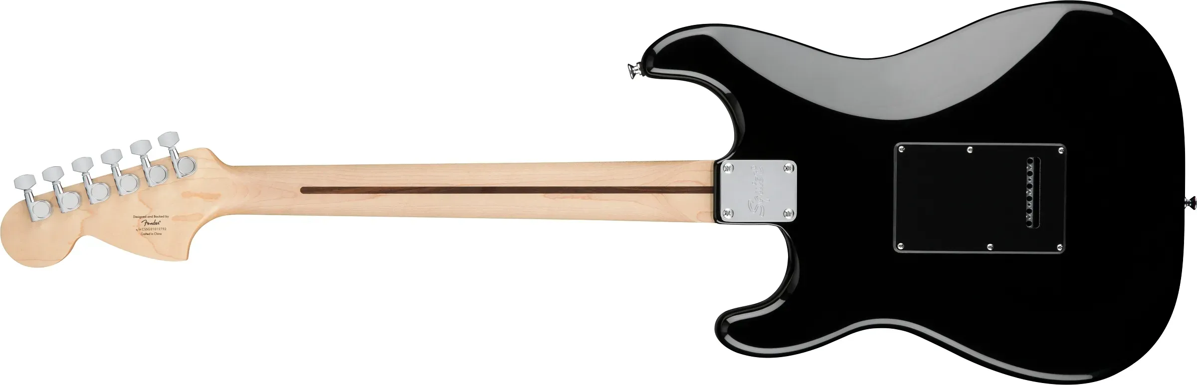 Fender Squier FSR Affinity Series Stratocaster HSS, Maple Fingerboard, Black Pickguard - Black — view 3
